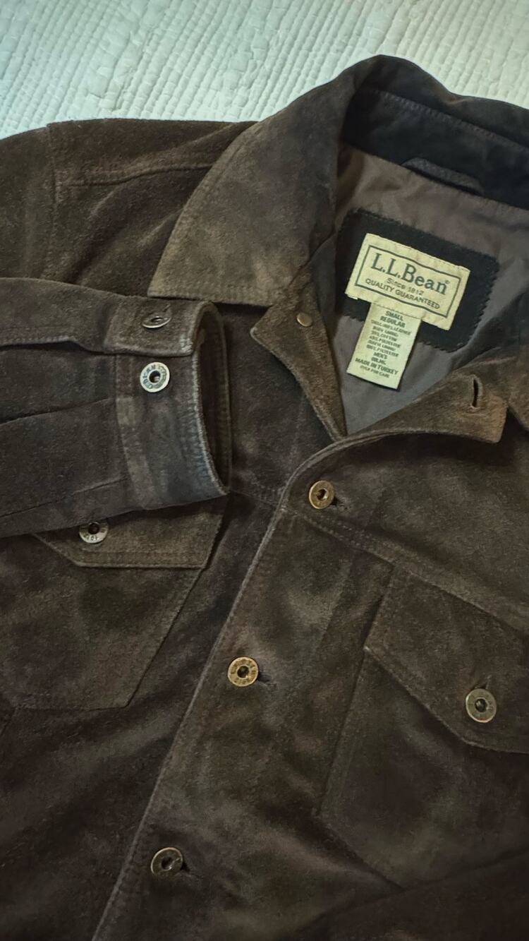 VTG L.L. Bean Suede Trucker Jacket Small Dark Brown OBLM4 Type 3